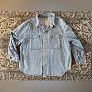 Outerknown Shirt Mens Large Blue Denim Long Sleeve Button Front Organic Cotton